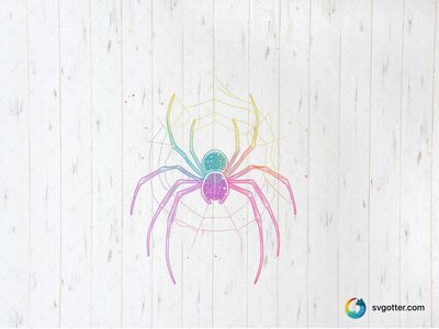 Colorful Spider on Web, Best for artists, best on wall art, best to be applied with print and cut
