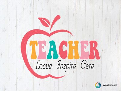 Colorful Teacher Apple Design, Best for teachers, best on t-shirt, best to be applied with heat transfer vinyl