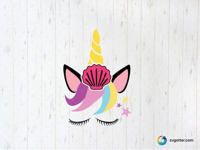 Colorful Unicorn with Seashell, Best for children, best on t-shirt, best to be applied with sublimation