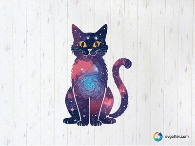 Cosmic Cat Trippy Art, Best for artists, best on t-shirt, best to be applied with sublimation
