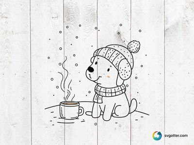 Cozy Maltese Dog in Winter, Best for pet lovers, best on mugs, best to be applied with sublimation