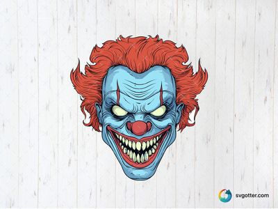 Creepy Clown Face, Best for horror enthusiasts, best on t-shirt, best to be applied with screen printing
