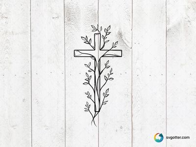 Cross with Leaves, Best for christian, best on wall art, best to be applied with engraving