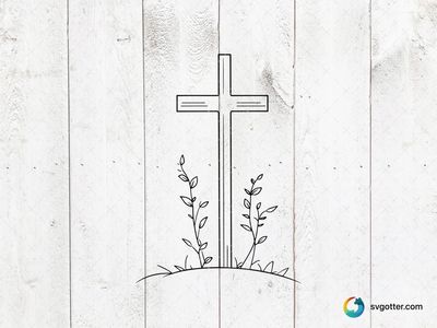 Cross with Plants, Best for christian, best on wall art, best to be applied with engraving