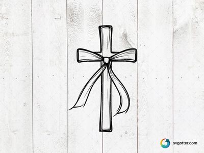 Cross with Ribbon, Best for christian, best on wall art, best to be applied with engraving