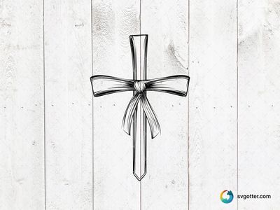 Cross with Ribbon, Best for christian, best on wall art, best to be applied with engraving