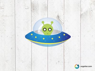 Cute Alien in UFO, Best for children, best on t-shirt, best to be applied with sublimation