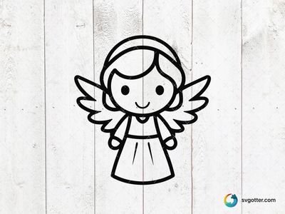 Cute Angel Outline, Best for artists, best on wall art, best to be applied with paper crafting