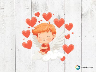 Cute Angel with Hearts, Best for child, best on baby onesies, best to be applied with sublimation