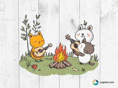 Cute Animals Camping, Best for pet lover, best on t-shirt, best to be applied with sublimation