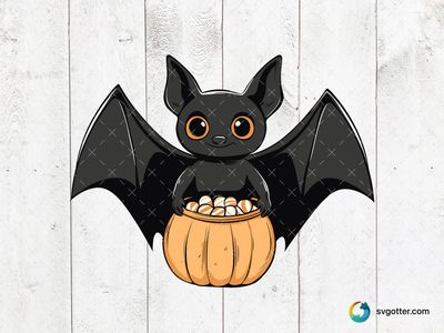 Cute Bat with Pumpkin, Best for children, best on t-shirt, best to be applied with sublimation