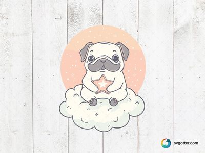Cute Bulldog on Cloud, Best for pet lovers, best on t-shirt, best to be applied with sublimation