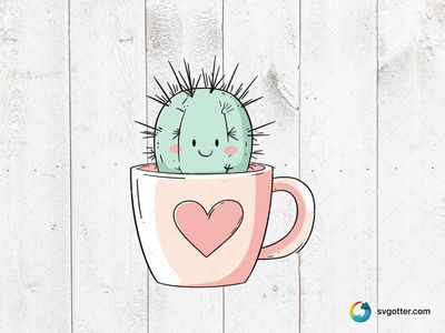 Cute Cactus in Heart Mug, Best for plant lovers, best on mugs, best to be applied with sublimation