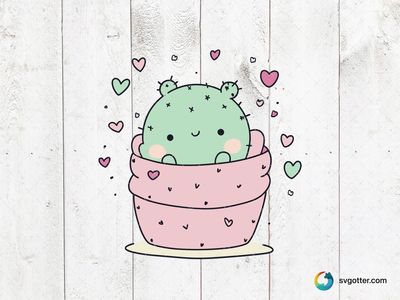 Cute Cactus in Pot, Best for plant lovers, best on stickers, best to be applied with print and cut