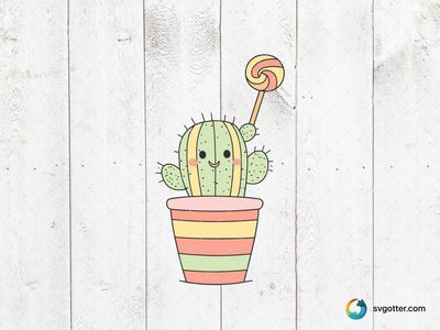 Cute Cactus with Lollipop, Best for child, best on t-shirt, best to be applied with sublimation