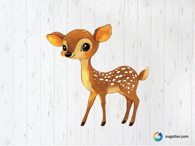 Cute Cartoon Fawn, Best for children, best on baby onesies, best to be applied with sublimation