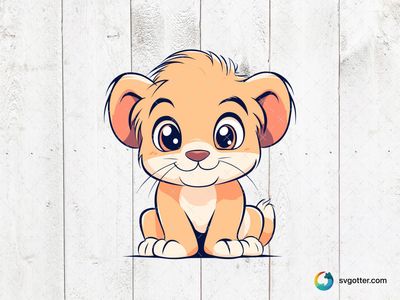 Cute Cartoon Lion Cub, Best for child, best on t-shirt, best to be applied with sublimation