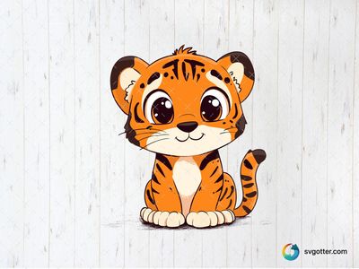 Cute Cartoon Tiger, Best for child, best on t-shirt, best to be applied with sublimation