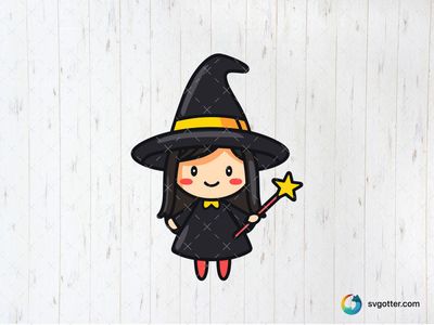 Cute Cartoon Witch, Best for children, best on t-shirt, best to be applied with sublimation
