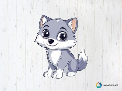 Cute Cartoon Wolf, Best for children, best on t-shirts, best to be applied with sublimation