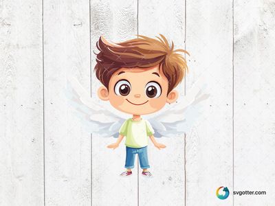 Cute Child Angel Illustration, Best for child, best on wall art, best to be applied with print and cut