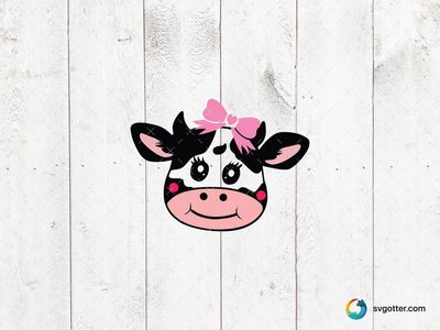 Cute Cow with Pink Bow, Best for children, best on t-shirt, best to be applied with sublimation