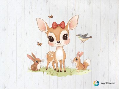 Cute Deer and Friends, Best for child, best on baby onesies, best to be applied with sublimation