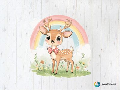 Cute Deer with Rainbow, Best for children, best on baby onesies, best to be applied with sublimation