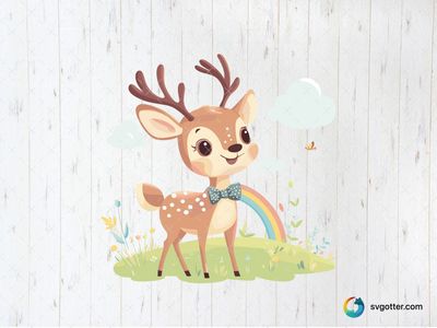 Cute Deer with Rainbow, Best for child, best on baby onesies, best to be applied with sublimation