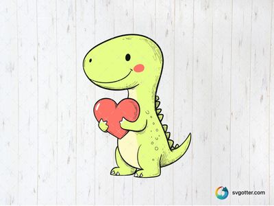 Cute Dinosaur with Heart, Best for child, best on t-shirt, best to be applied with sublimation