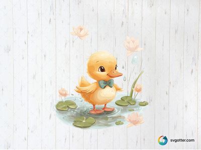 Cute Duck in Pond, Best for child, best on baby onesies, best to be applied with sublimation