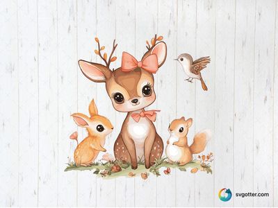 Cute Forest Friends, Best for children, best on wall art, best to be applied with print and cut
