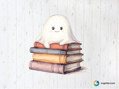 Cute Ghost on Books, Best for book lovers, best on wall art, best to be applied with print and cut