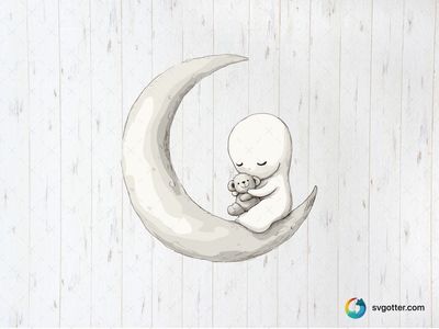Cute Ghost on Moon, Best for child, best on baby onesies, best to be applied with sublimation