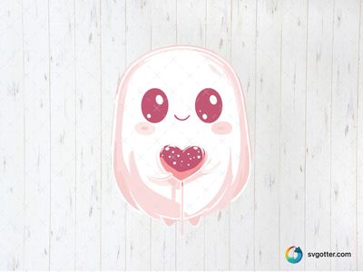 Cute Ghost with Heart, Best for child, best on t-shirt, best to be applied with sublimation