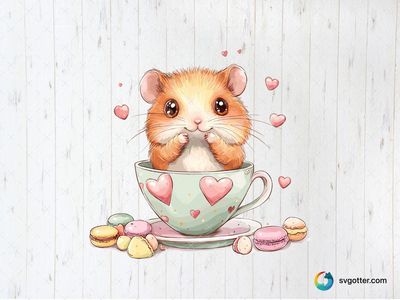 Cute Hamster in Teacup, Best for pet lovers, best on mugs, best to be applied with sublimation