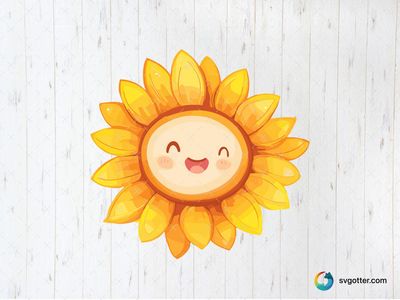 Cute Kawaii Sunflower, Best for children, best on t-shirt, best to be applied with sublimation