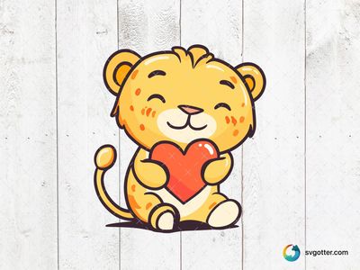 Cute Lion with Heart, Best for child, best on t-shirt, best to be applied with sublimation