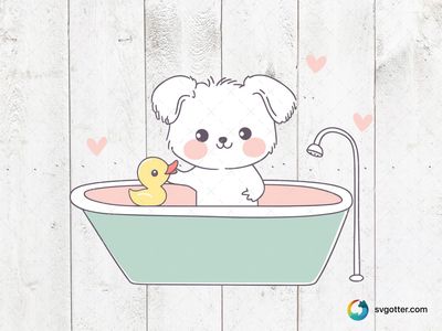 Cute Maltese Dog in Bathtub, Best for pet lovers, best on baby onesies, best to be applied with sublimation