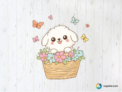 Cute Maltese Dog with Butterflies, Best for pet lovers, best on t-shirt, best to be applied with sublimation