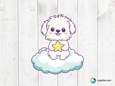 Cute Maltese Dog with Star, Best for pet lovers, best on t-shirt, best to be applied with sublimation