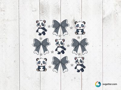 Cute Panda and Bow Pattern, Best for child, best on t-shirt, best to be applied with sublimation