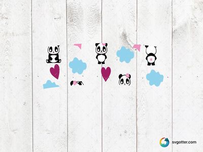 Cute Panda and Hearts Design, Best for child, best on mug, best to be applied with sublimation