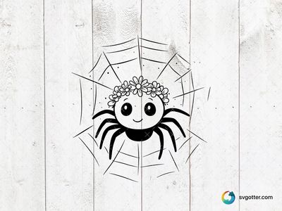 Cute Spider with Flower Crown, Best for children, best on t-shirt, best to be applied with screen printing