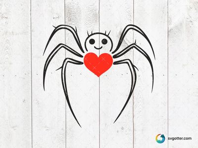Cute Spider with Heart, Best for pet lover, best on t-shirt, best to be applied with screen printing