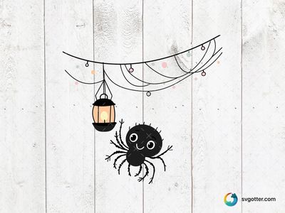 Cute Spider with Lantern, Best for children, best on t-shirt, best to be applied with sublimation