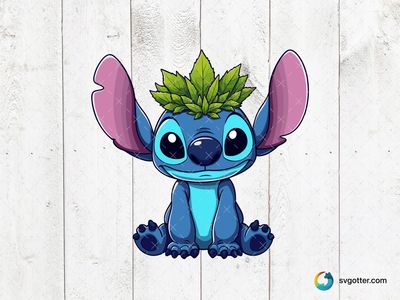Cute Stitch with Leaf Crown, Best for child, best on t-shirt, best to be applied with sublimation