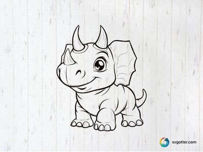 Cute Triceratops Illustration, Best for child, best on t-shirt, best to be applied with sublimation