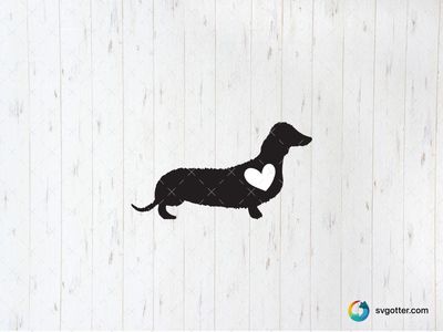Dachshund with Heart Silhouette, Best for pet lovers, best on t-shirt, best to be applied with heat transfer vinyl