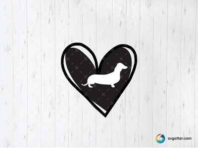 Dachshund Heart Silhouette, Best for dog lovers, best on t-shirt, best to be applied with screen printing